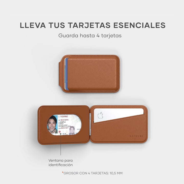 SATECHI Magsafe Wallet und Double Flap Stand mit Magnetfunktion, iPhone Wallet mit 4 Kartenfächern,