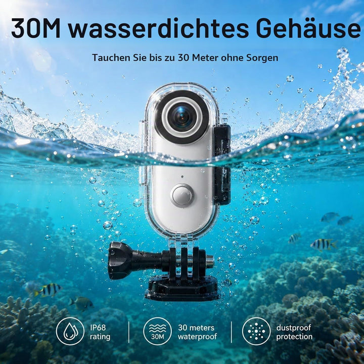 Mini-Sportkamera, 4 K, tragbar, POV, 120 ° Weitwinkel, Sportkamera mit Clip hinten, 360 °, Audio- un
