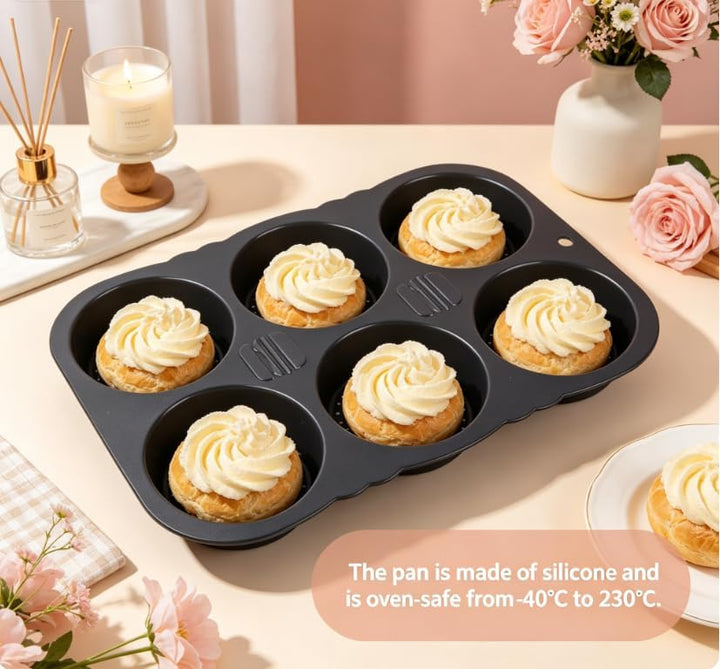 Burger Buns Backform Silikon Rund,Bun Formen,6 Hohlräume Easy Release Backformen faltbar wiederverwe