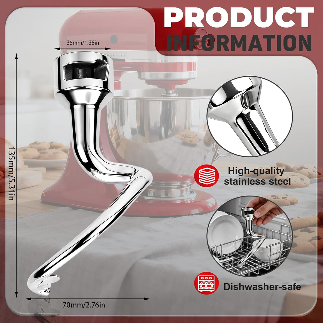 Edelstahl Knethaken für KitchenAid 4,5/5qt Kippkopf K45DH für Knethaken KitchenAid Edelstahl Zubehör