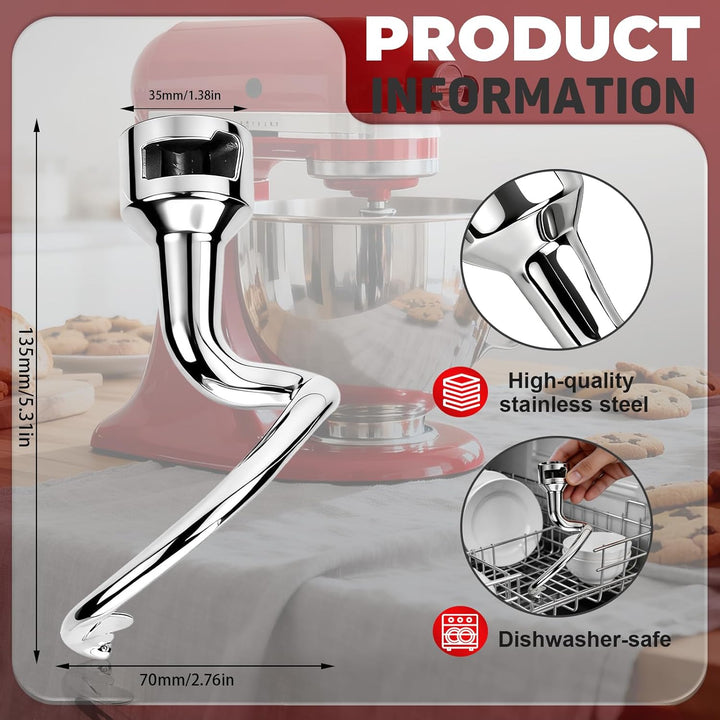 Edelstahl Knethaken für KitchenAid 4,5/5qt Kippkopf K45DH für Knethaken KitchenAid Edelstahl Zubehör