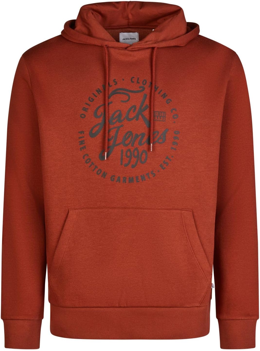 JACK & JONES Hoodie Herren Regular Fit JJEADRIAN Kapuzenpullover Pullover Sweater Print Schwarz Grau