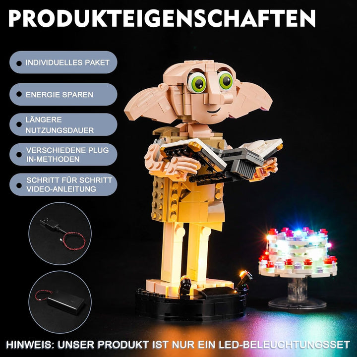 BrickBling Led Licht Set Kompatibel mit Lego Dobby The House-Elf (Kein Lego), Dekorationsbeleuchtung