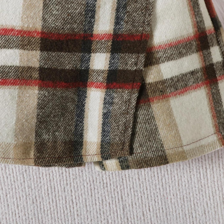 Kleinkind Baby Mädchen Kleidung Langarm Gerippte Oberteile Plaid Tweed Muster Rock Baskenmütze Herbs