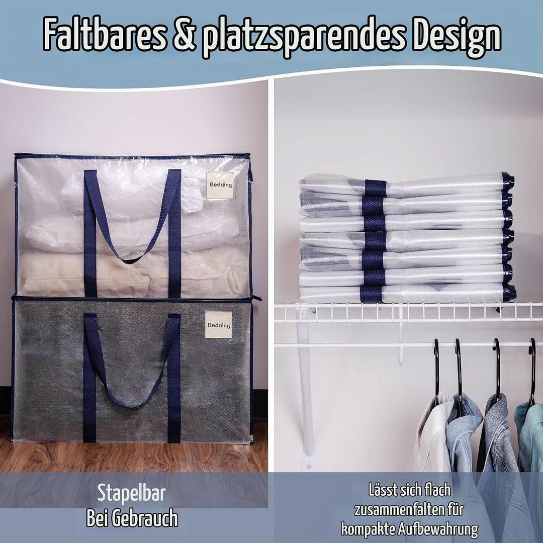 VENO 6-er Pack extra grosse Reisetaschen mit Reissverschlüssen, strapazierfähig, Umzugsbox-Alternati