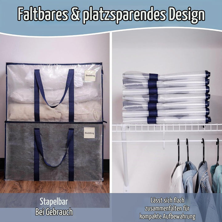 VENO 6-er Pack extra grosse Reisetaschen mit Reissverschlüssen, strapazierfähig, Umzugsbox-Alternati