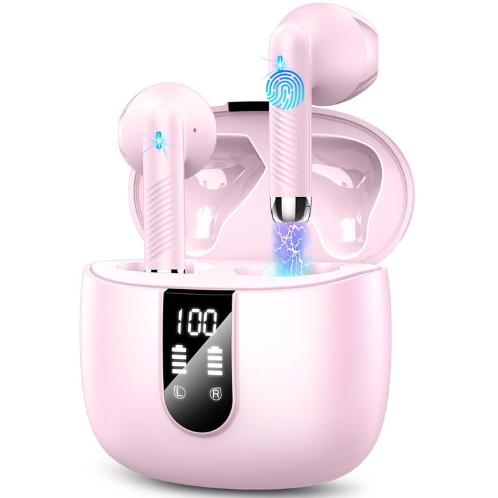 Bluetooth 5.4 Kopfhörer, In Ear Kopfhörer Kabellos mit 4 Mic, 48H Tiefer Bass Spielzeit Wireless Ear