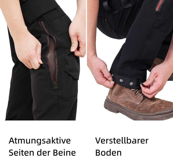 WORK IDEA Herren Slim-Fit Stretch Arbeitshose: Kritische Stoffbereiche aus Cordura – strapazierfähig