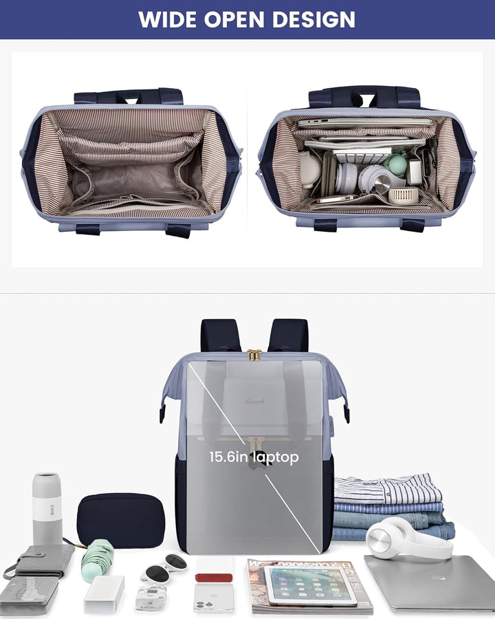 LOVEVOOK Rucksack Blau, Moderner Laptop Schulrucksack, Schultasche Teenager Backpack Women Elegant T