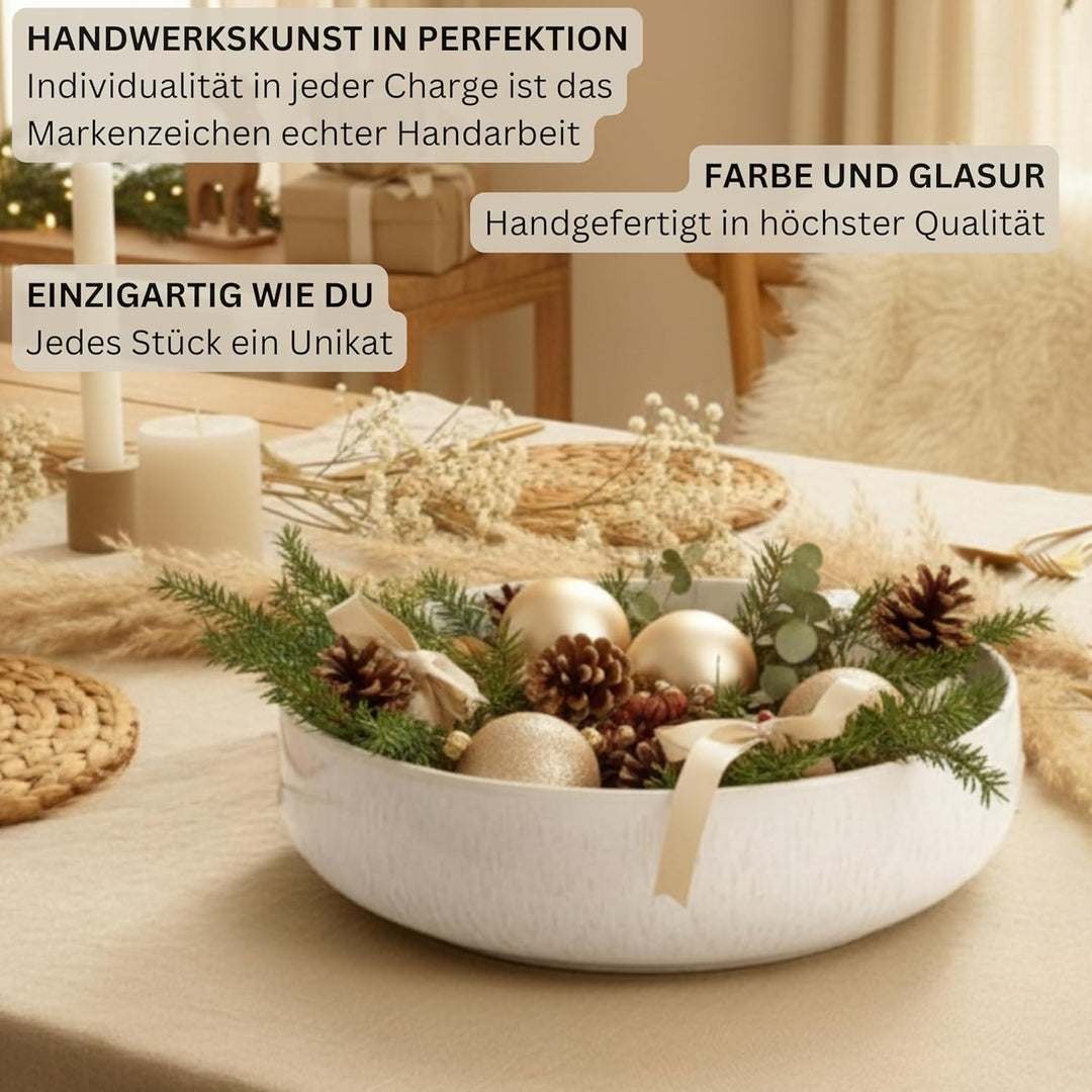 Sänger | Servierschale Korfu, Grosse Schale aus hochwertigem Steingut Handmade, Salatschale & Obstsc