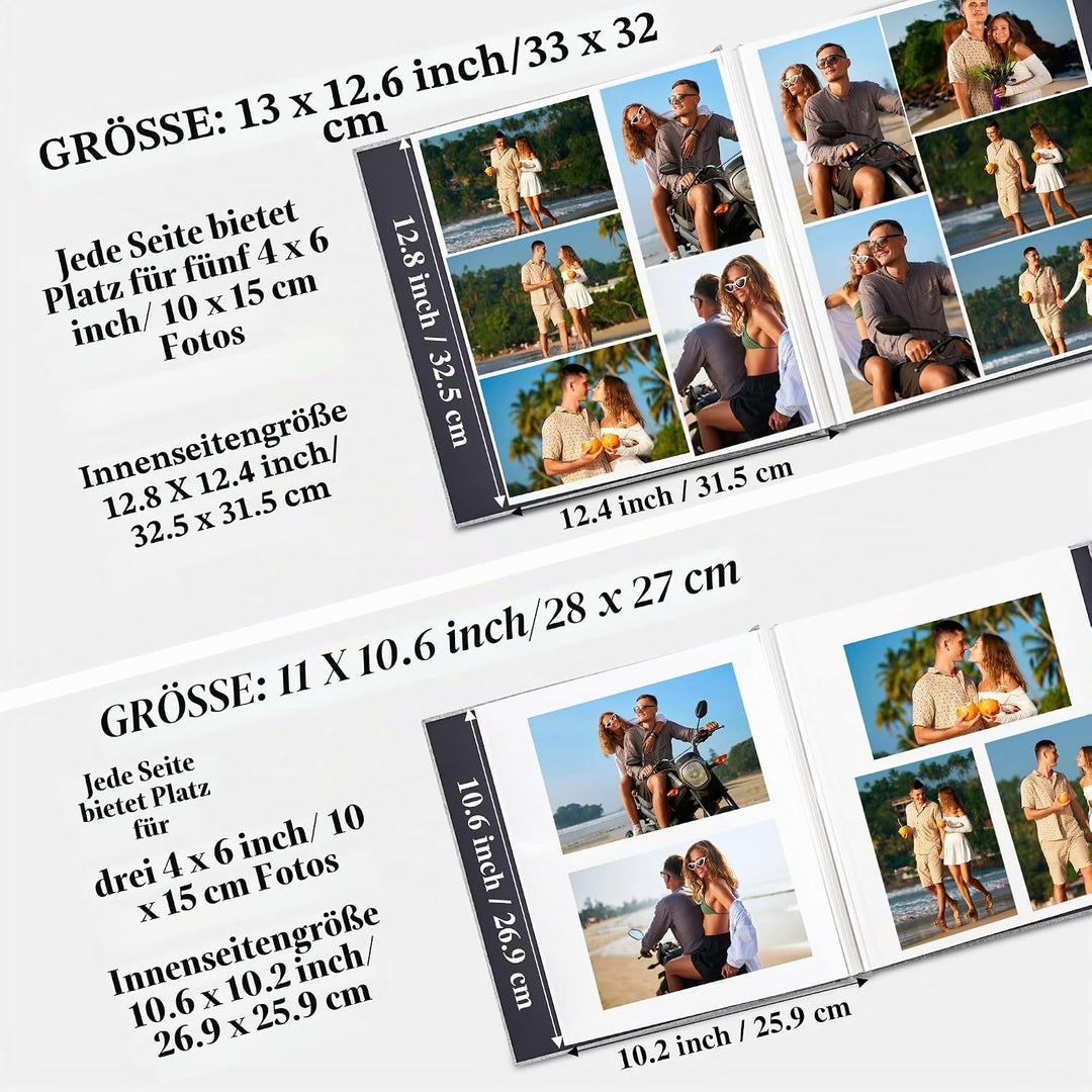 Fotoalbum zum Selbstgestalten 40 Seiten, 28x27 cm, Himmelblau | Gross Leinen Photoalbum, Metallstift