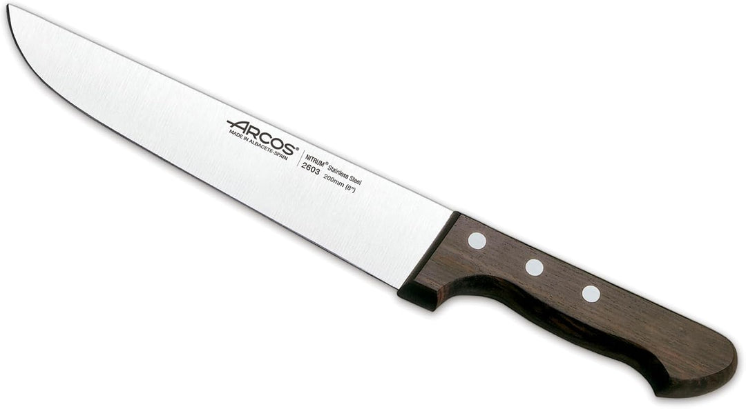 Arcos Serie Atlantico - Metzgermesser - Klinge Nitrum Edelstahl 200 mm - HandGriff Rosenholz Farbe B