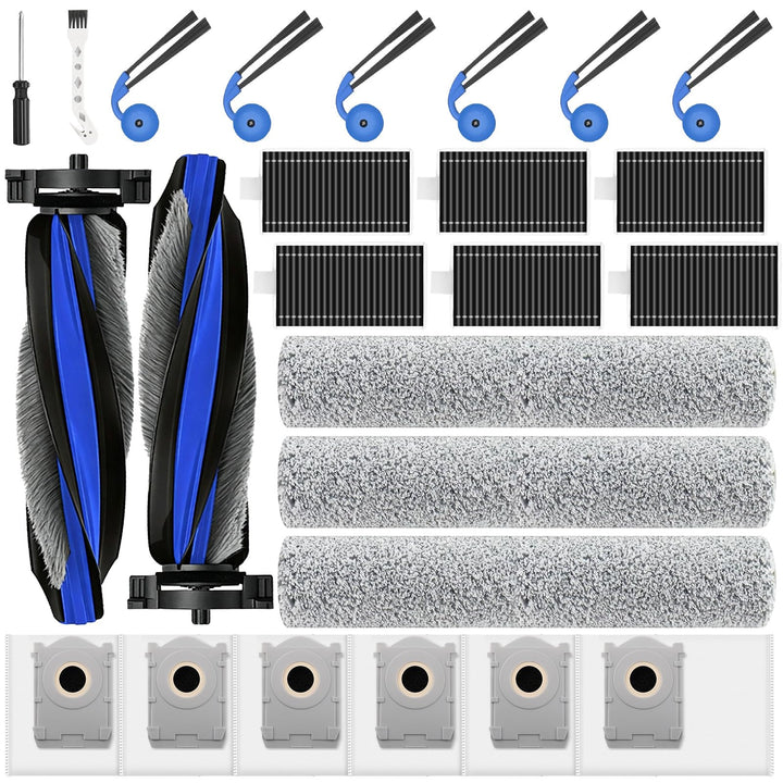 Alloytool 25 Stück Zubehör für ECOVACS DEEBOT T90 Omni/T90 PRO Omni/X12 Pro Omni–Enthält 2 Hauptbürs
