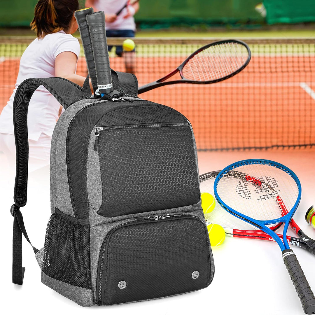 DSLEAF Tennisrucksack mit Schuhfach, Tennistasche für 2 Schläger mit Gepolsterten Schultergurten und