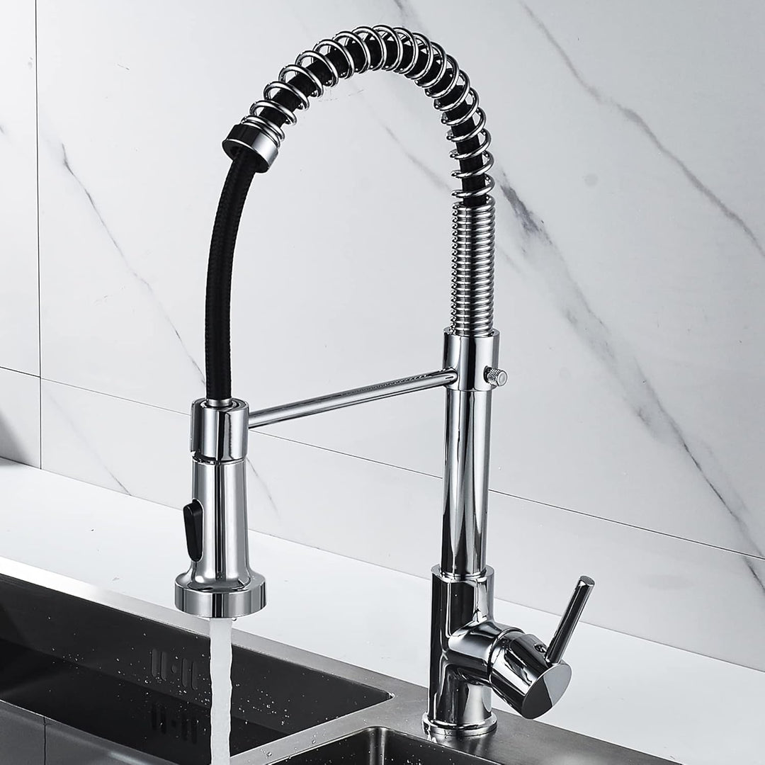 Küchenarmatur mit herausziehbarem Sprüher, 360°Schwenkbare Wasser Spültischarmaturen, Spring Wasserh
