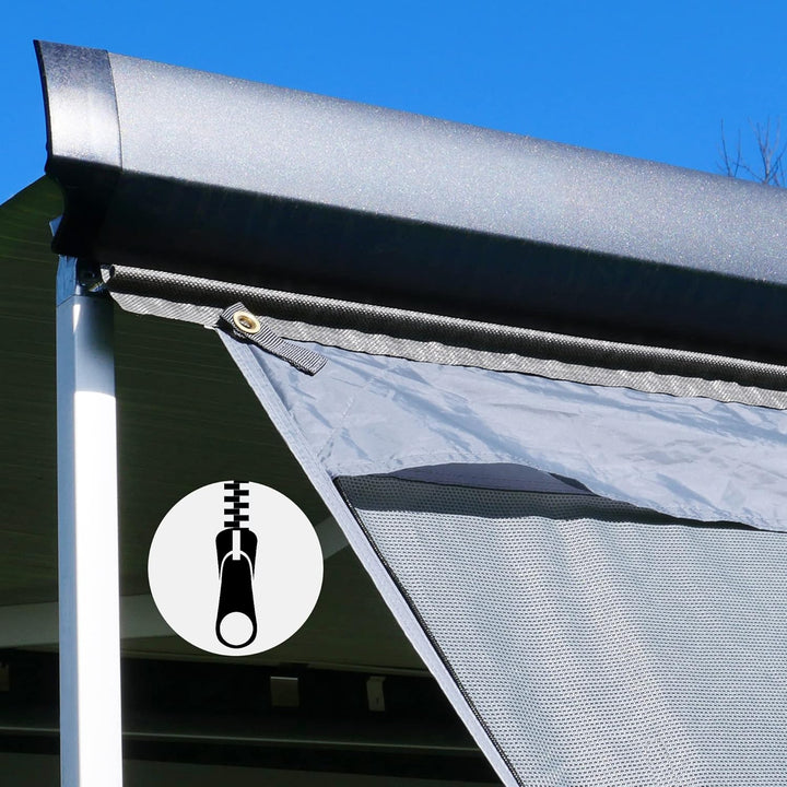 yourGEAR Sun + Rain Blocker 3,7 x 2 m - Vorderwand für Markise schützt vor Sonne, Wind und Regen
