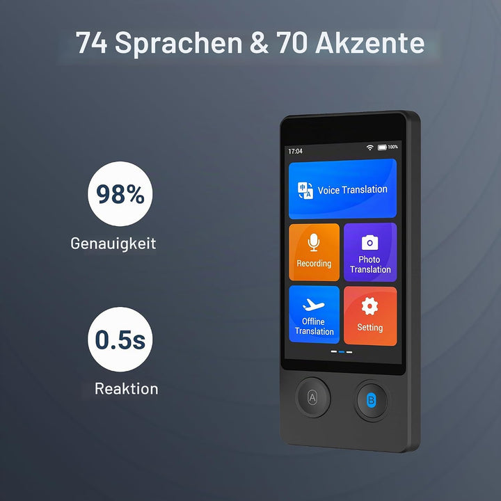 ANFIER Sprachübersetzer-Gerät, kein WLAN erforderlich, 2024 Sprachübersetzung, aktualisierter Offlin