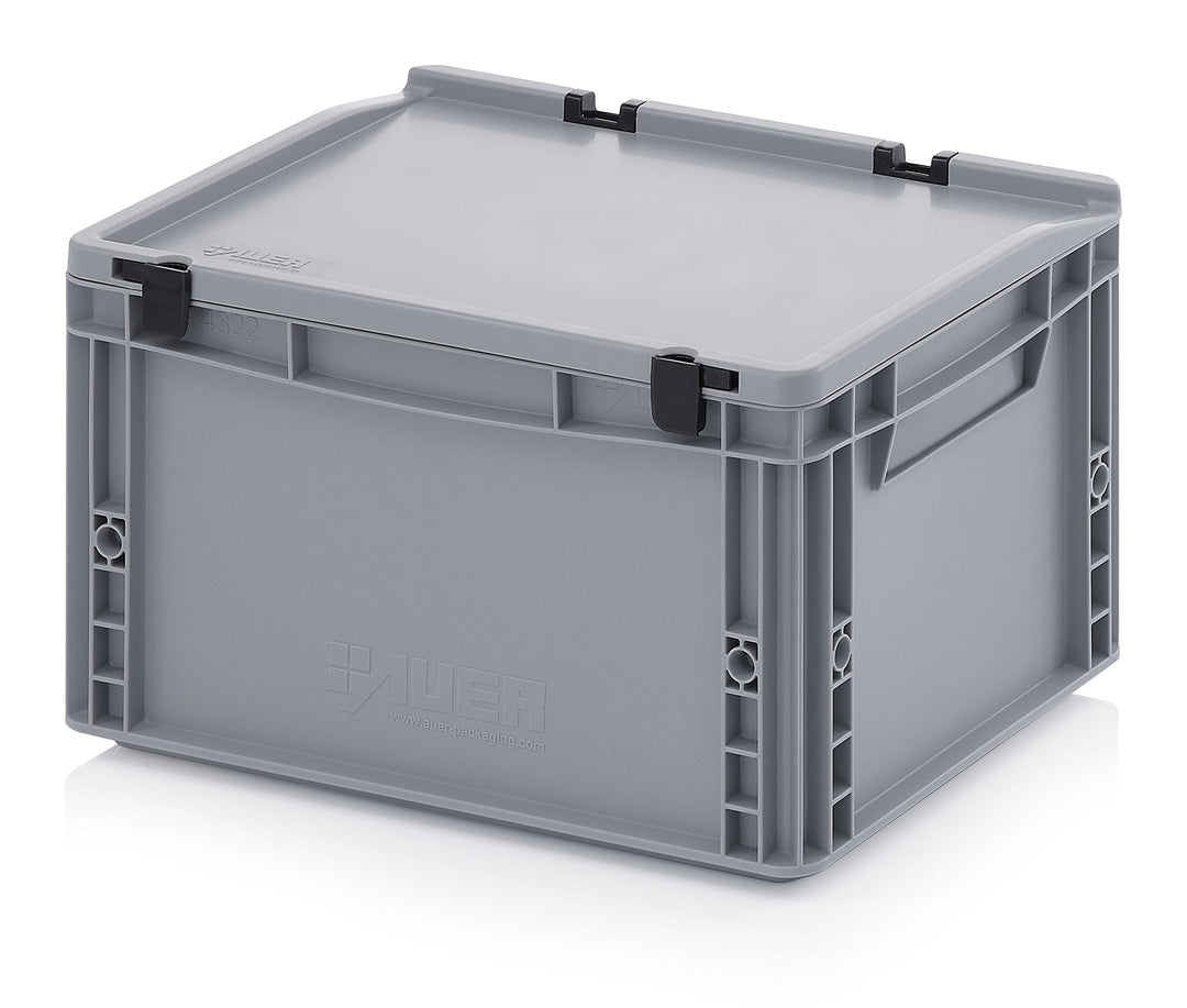 Auer Packaging Eurobehälter-Eurobox 40 x 30 x 23,5 cm mit Scharnierdeckel inkl. gratis Zollstock han