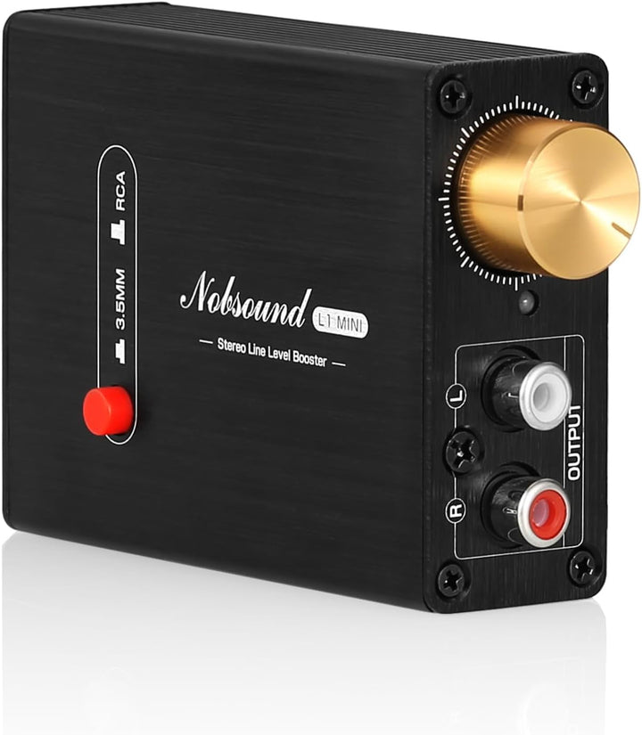 Nobsound Mini Stereo Line Level Booster Verstärker Audio Vorverstärker 20dB Verstärkung + Lautstärke