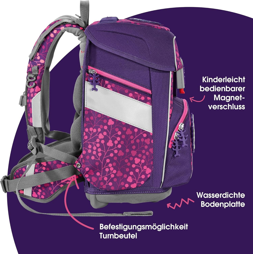 Step by Step Schulranzen-Set SPACE Shine, 5-teilig, ergonomischer Tornister mit Reflektoren, höhenve