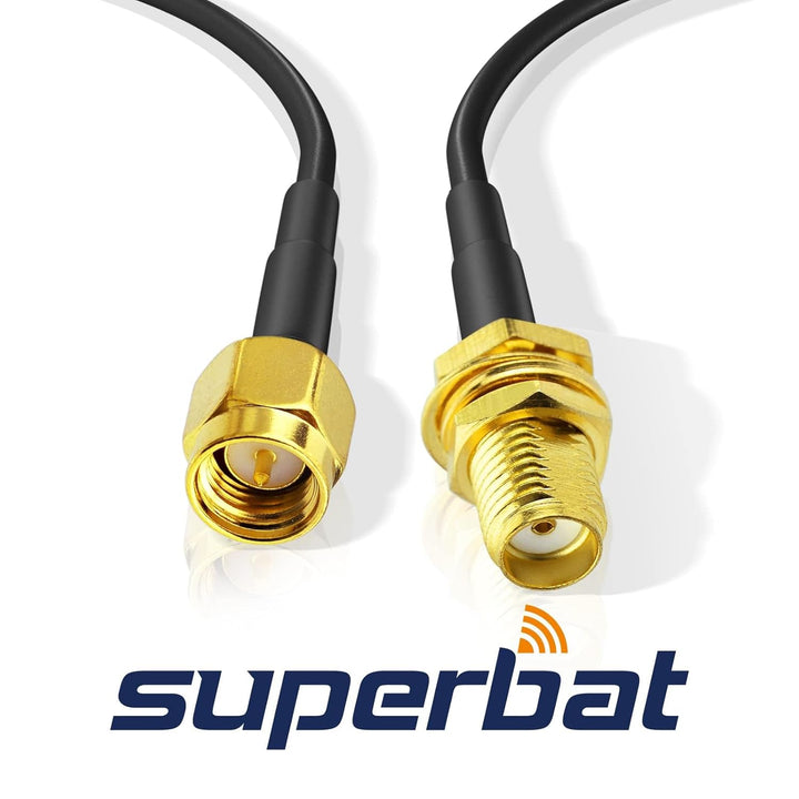 Superbat WLAN Antenne verlängerungskabel 10m,(2 Stück) SMA Stecker auf SMA Buchse/Bulkhead Kabel, ve