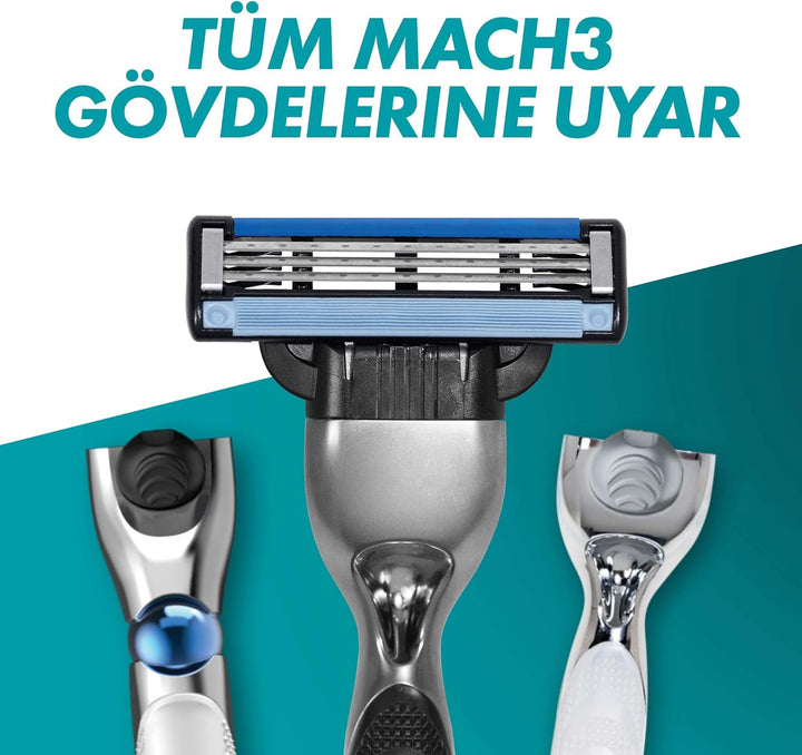 Gillette Mach3 Rasierklingen, 8 Ersatzklingen für Nassrasierer Herren mit 3-fach Klinge Frustfreie V