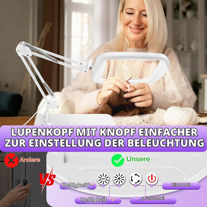 NZQXJXZ 10X 30X Rechteck Lupe mit Licht und Ständer, 60 LED-Beleuchtete Lupenlampe, 5 Farbmodi, 4 Di