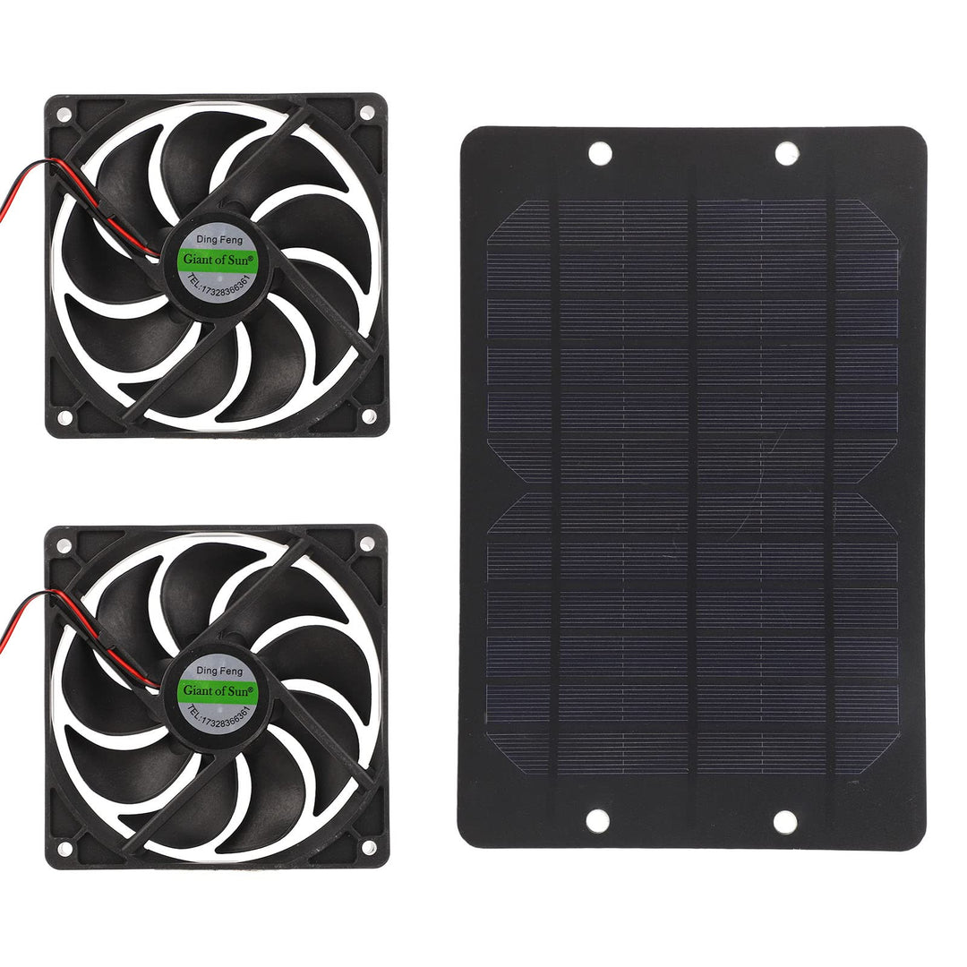Mumusuki Solar Panel Fan Kit, 12V 10W 2A Silikon Kunststoff, Solarbetriebener Dualer Lüfter, Wetterf