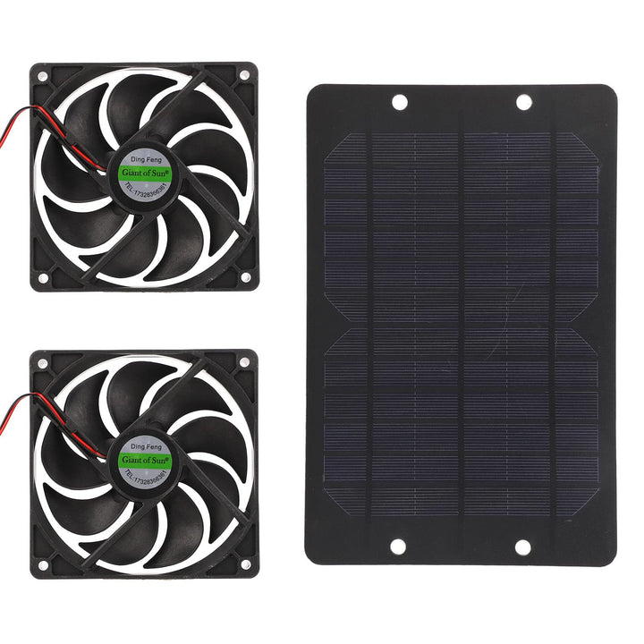 Mumusuki Solar Panel Fan Kit, 12V 10W 2A Silikon Kunststoff, Solarbetriebener Dualer Lüfter, Wetterf
