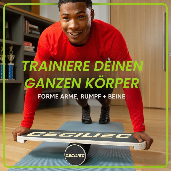 Balance Board Trainer, Holz Balance Board mit Rolle, Rollbrett für Übungen, athletisches Training un