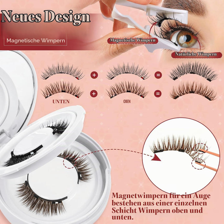 Higu clace Magnetische Wimpern,Magnet Wimpern Ohne Eyeliner,Magnetische Wimpern mit Applikator,Wimpe