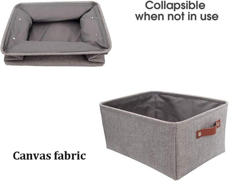 Mangata Faltbare Aufbewahrungskörbe mit Ledergriff,[4 Pack] Verdicktes Canvas-Stoff Aufbewahrungsbox