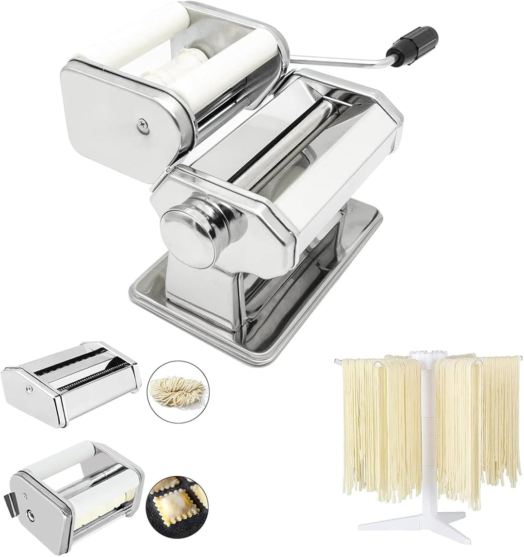 MZTOGR Pasta Maker machine, Set mit 6 Stück 150 mm Stahl Nudelmaschine mit 9 einstellbaren Dickenein