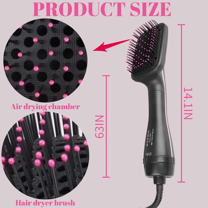 Haartrocknerbürste, 3 in 1 Negativ-Ionen-Haartrockner Heissluftbürste Haarstyling-Werkzeug, Glätteis