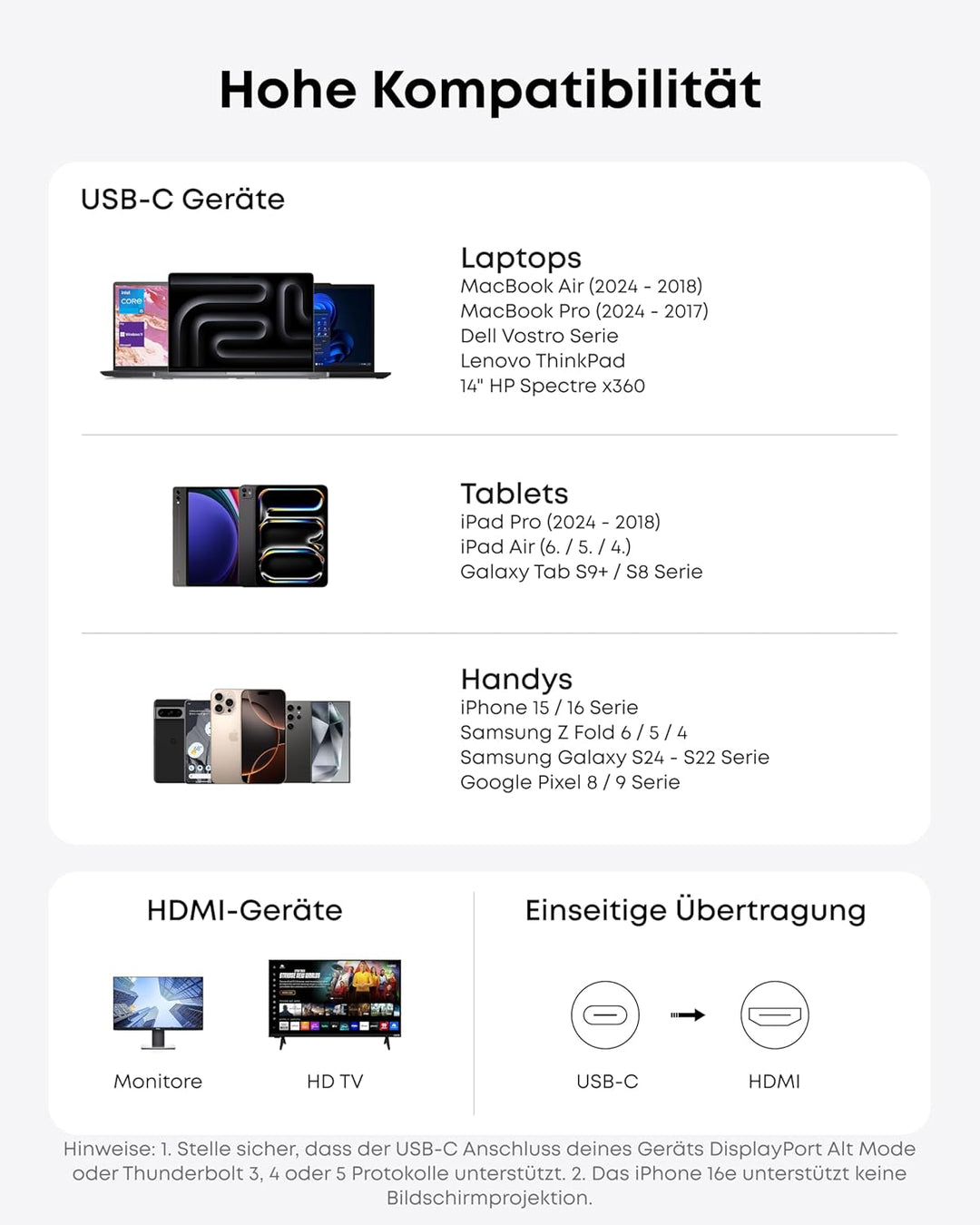 Anker HDMI-Kabel, 4K@60Hz HDR HDMI auf USB-C Kabel, ultraschnelles USB-C auf HDMI-Kabel aus Nylon ge