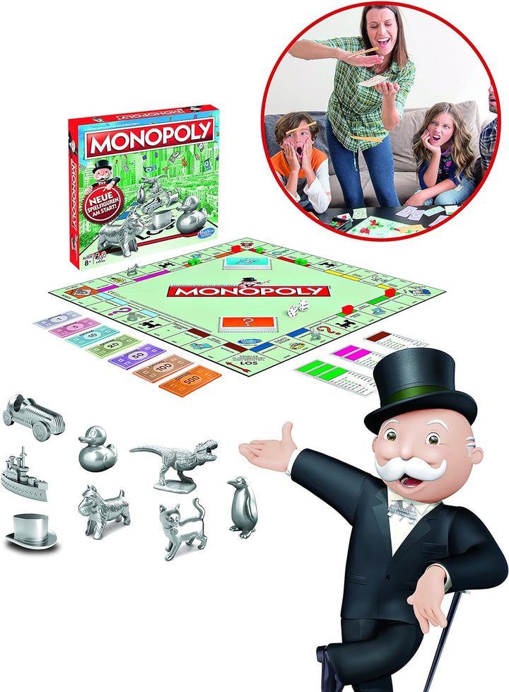 Hasbro Monopoly Classic, Gesellschaftsspiel für Erwachsene &amp; Kinder, Familienspiel, der Klassiker de