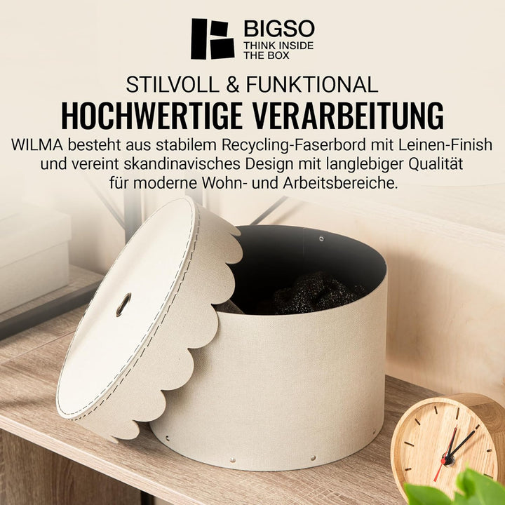 BIGSO WILMA 2er-Set runde Aufbewahrungsbox mit Deckel – Ordnungsbox mit Deckel für Kleidung, Spielze