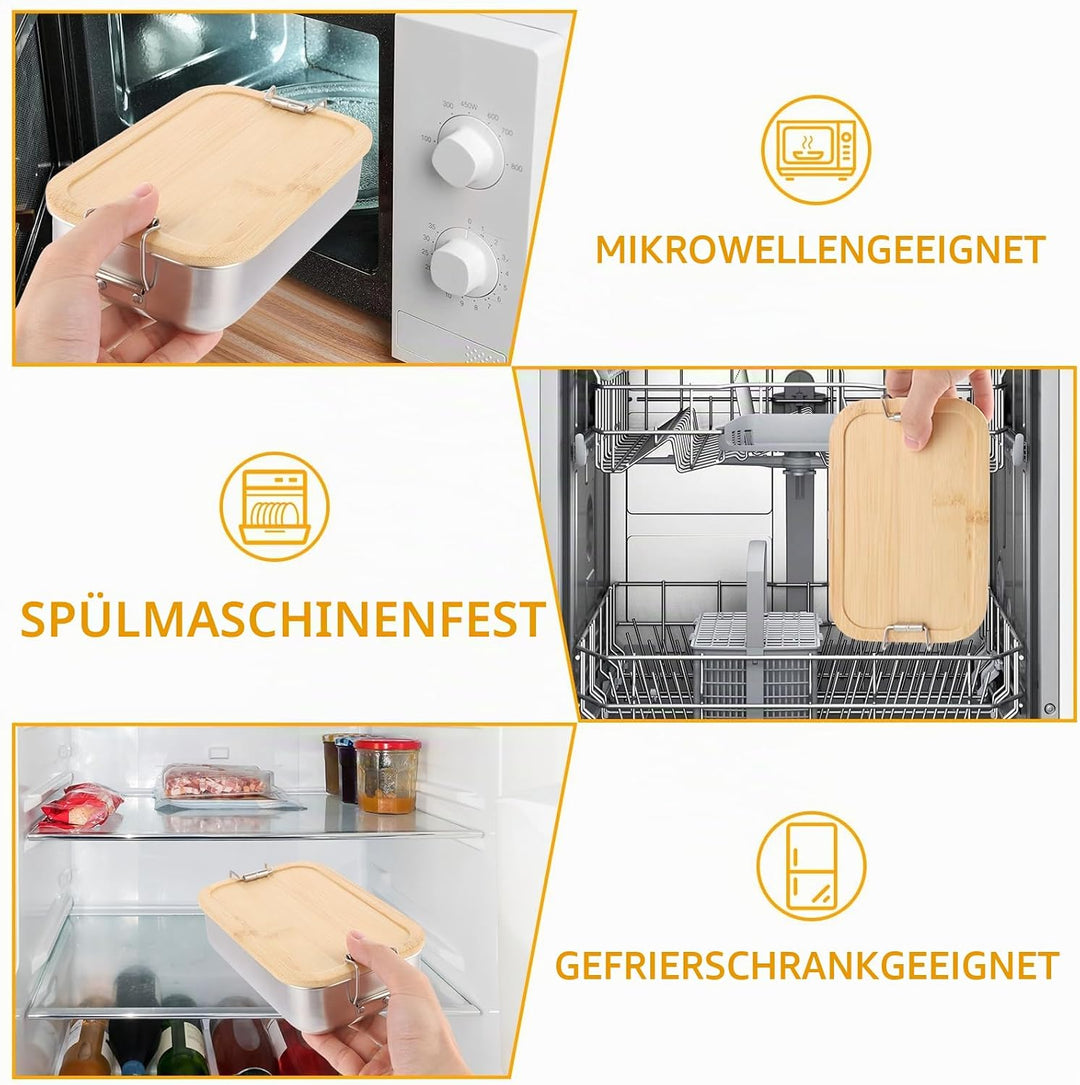 STARVAST 2 Stück Brotdose Edelstahl Lunchbox Erwachsene Kinder - Lunch Box Adult 700ML Brotdose Meta