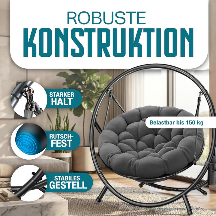 KESSER® Hängesessel mit Gestell Bali Hängeschaukel Hängestuhl bis 150kg für Indoor und Outdoor + Kis