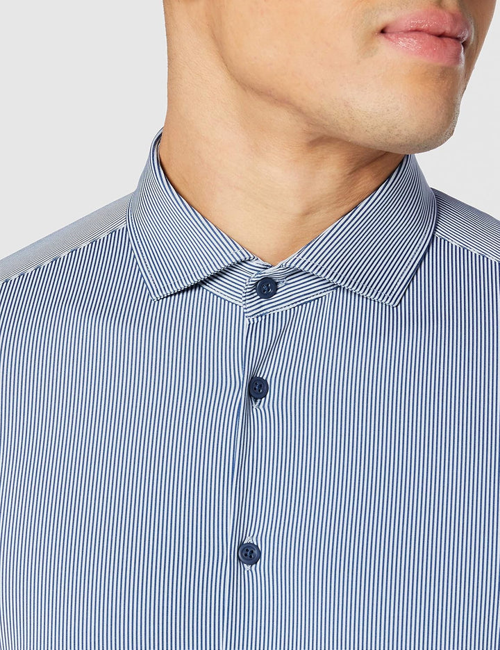 Pure Slim Fit Functional Hemd Langarm Streifen türkis 40 Streifen Mittelblau, 40 Streifen Mittelblau