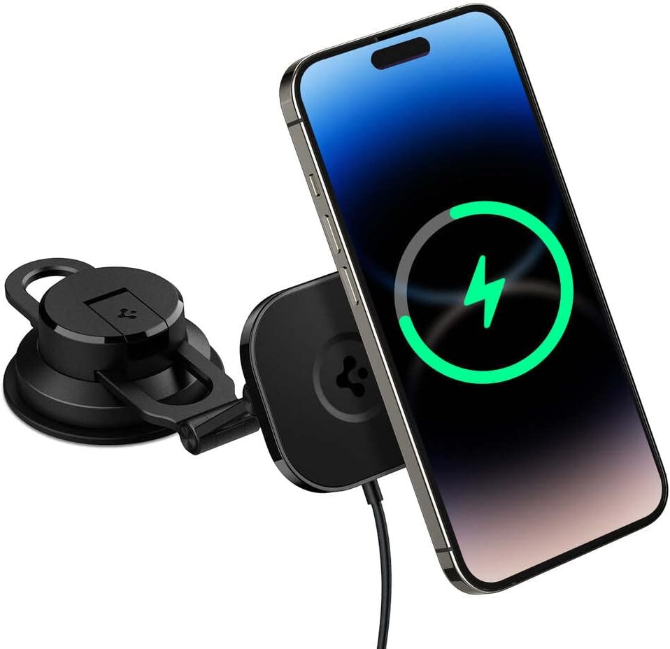 Spigen OneTap Pro 3 MagFit MagSafe Autohalterung Ladegerät, Magnetisches Kabelloses Auto Handyhalter