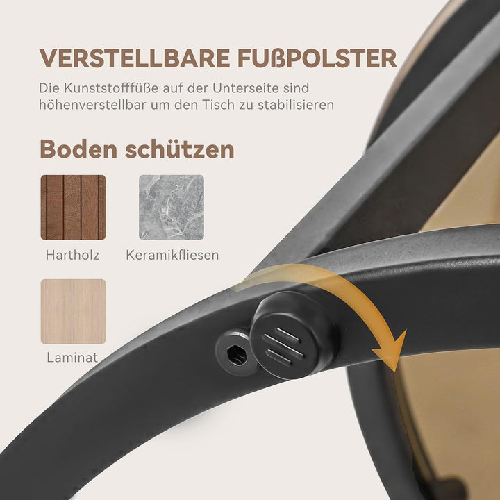 Hawthyhome 2 Stücke Beistelltisch Set rund, Moderne Kaffeetische, Couchtisch aus Glas mit Metallrahm