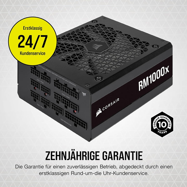 Corsair RM1000x 80 PLUS Gold Vollmodulares 1000 Watt ATX-Netzteil (135-mm-Lüfter mit Magnetschwebela