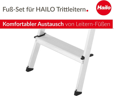 Hailo Leiter-Fuss-Set - Ersatzfüsse für Hailo Trittleitern wie L20, L40, L50 und L60-35 x 20 mm Holm
