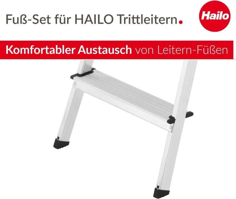 Hailo Leiter-Fuss-Set - Ersatzfüsse für Hailo Trittleitern wie L20, L40, L50 und L60-35 x 20 mm Holm