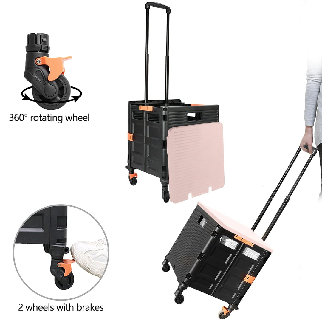 Wagen Faltbar mit Rädern, 1,93Cu ft/100Lbs Edelstahl mit Hoher Kapazität Robuster und Langlebiger Ei