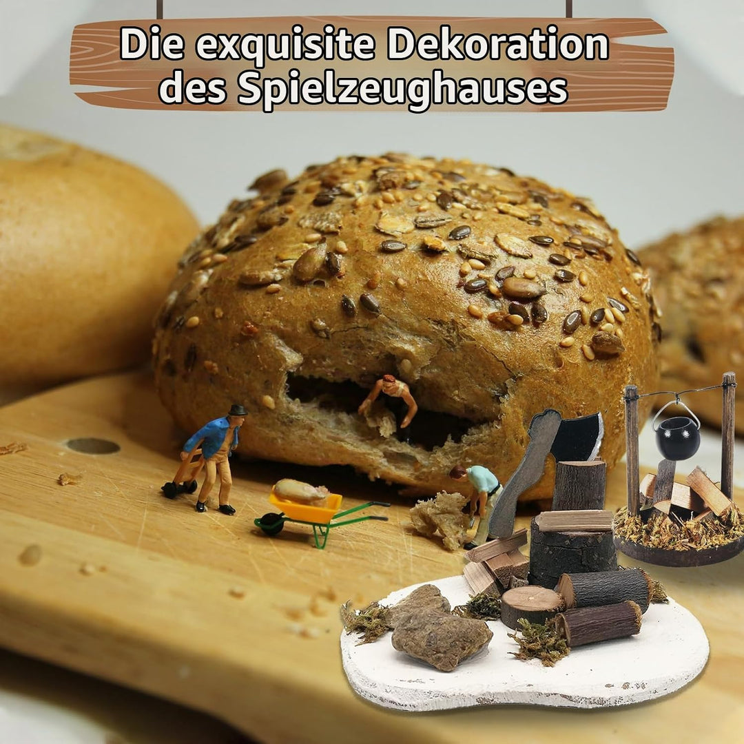 Johiux Miniatur Wichtel Zubehör Weihnachten,Miniatur-Holzstapel Stadtflamme Mini Lagerfeuer Zubehör