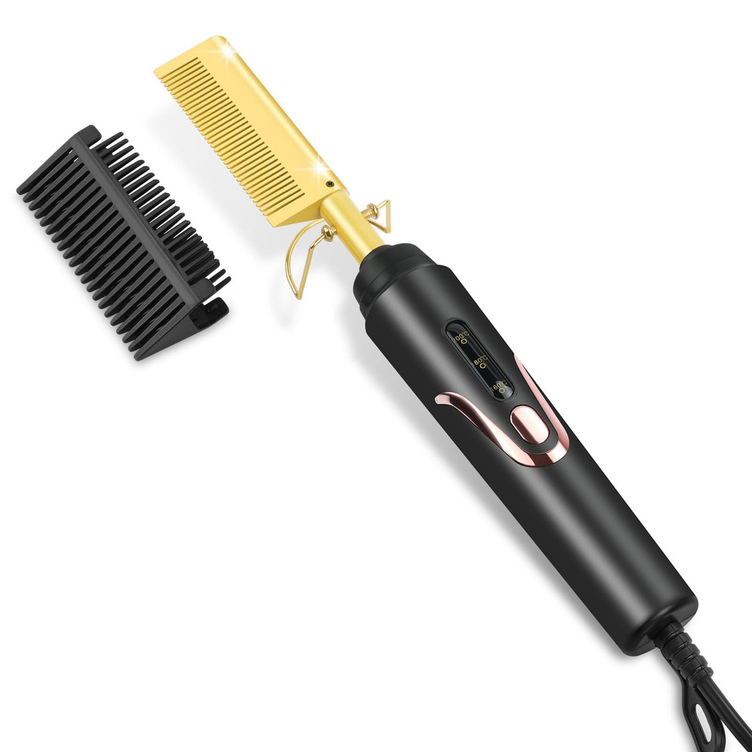 flintronic Elektrischer Heisskamm Haarglätter Bürste, 2 in1 Elektrische Kamm Haarglätter Glättbürste