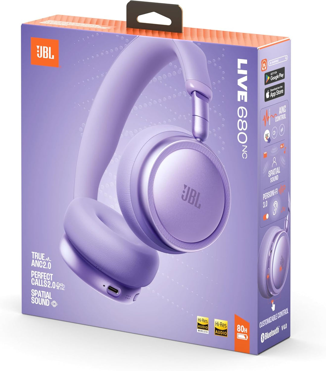 JBL Live 680NC Kabellose On‑Ear‑Kopfhörer mit Adaptivem Noise Cancelling, Spatial Sound, Sprachsteue