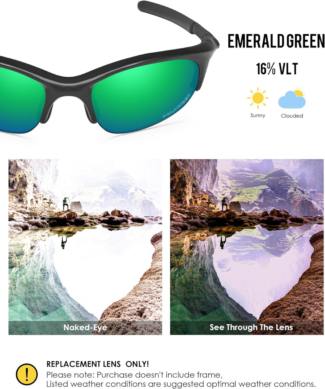 BlazerBuck Anti-salz Polarisierte Ersatzgläser für Oakley Half Jacket Smaragdgrün Polarisiert, Smara